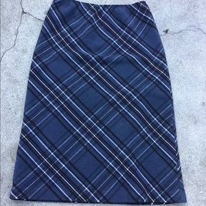 Banana Republic Blue Plaid Midi Stretch Skirt